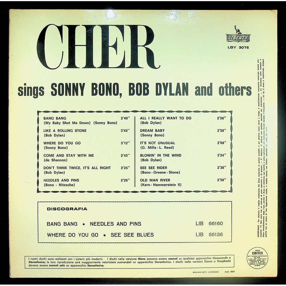 EBOND Cher - Sings Sonny Bono, Bob Dylan And Others Vinile V048120