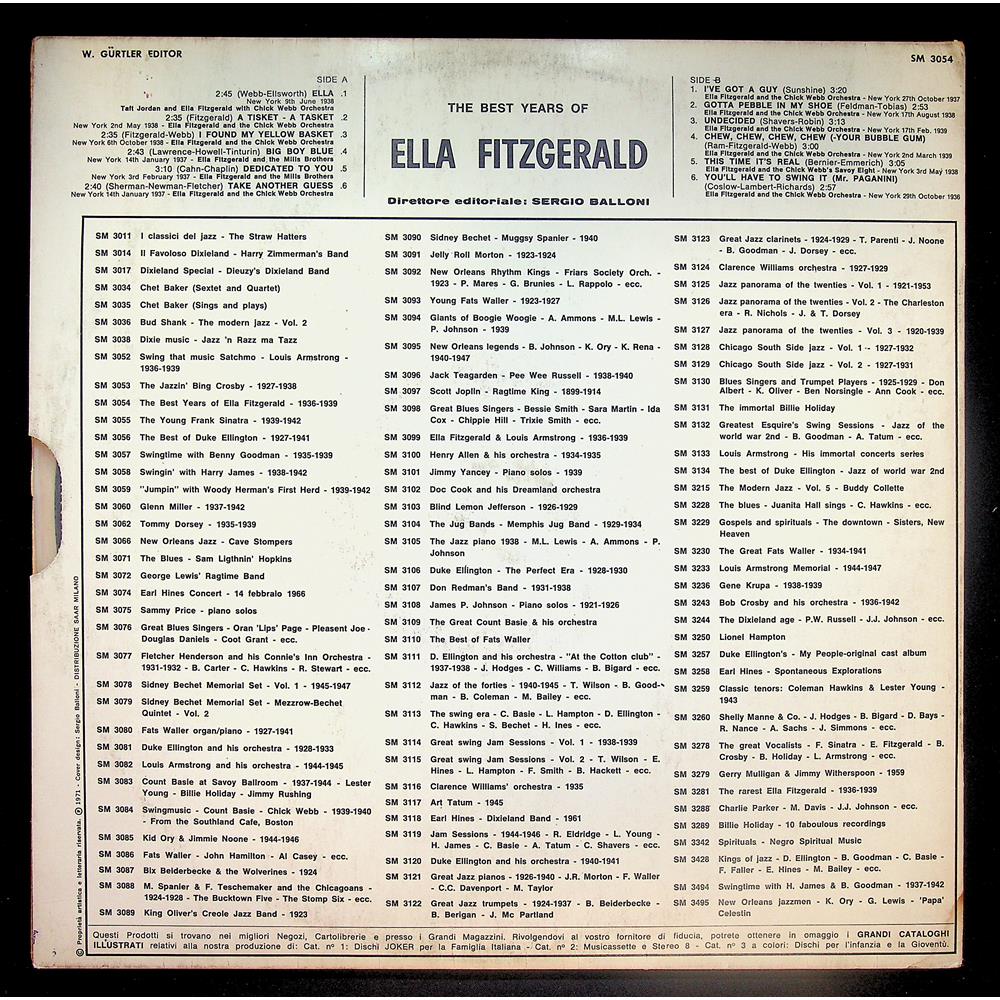 EBOND Ella Fitzgerald - The Best Years Of Ella Fitzgerald - Original Recordings 1936-1939 Vinile V049058