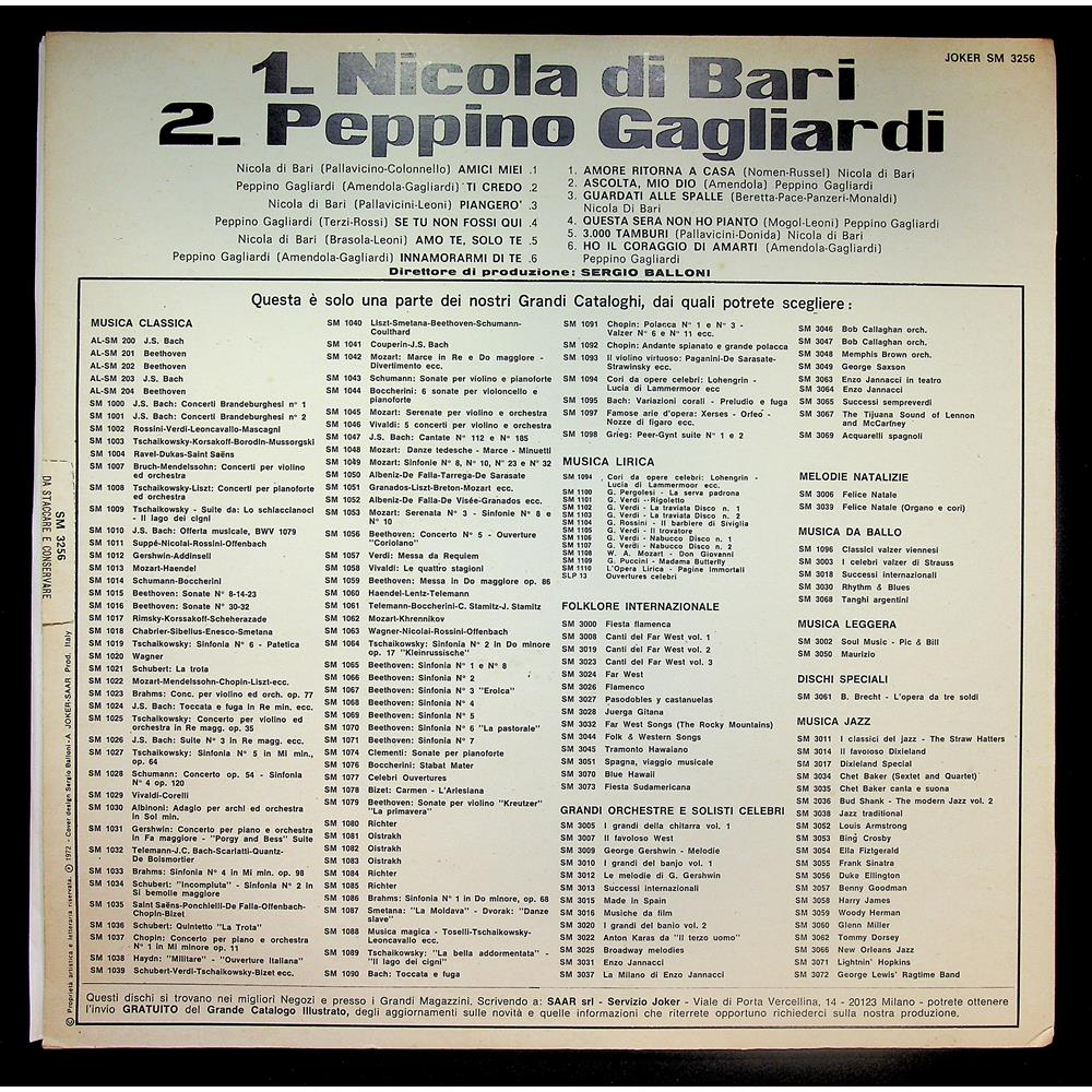 EBOND Nicola Di Bari - 1. Nicola Di Bari 2. Peppino Gagliardi - Due ''Grandi'' Insieme Vinile V050007