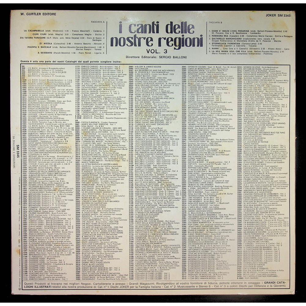 EBOND Various - I Canti Delle Nostre Regioni Vol. 3 Vinile V053002