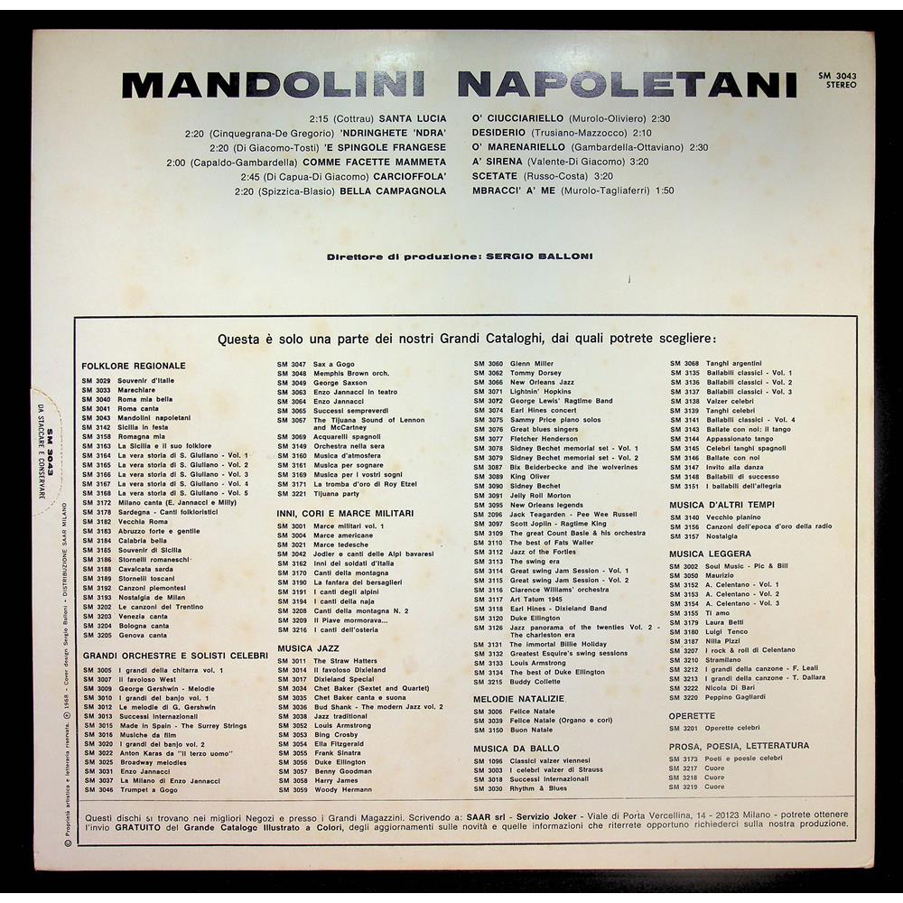 EBOND Unknown Artist - Neapolitan Mandolins - Mandolini Napoletani Vinile V053005