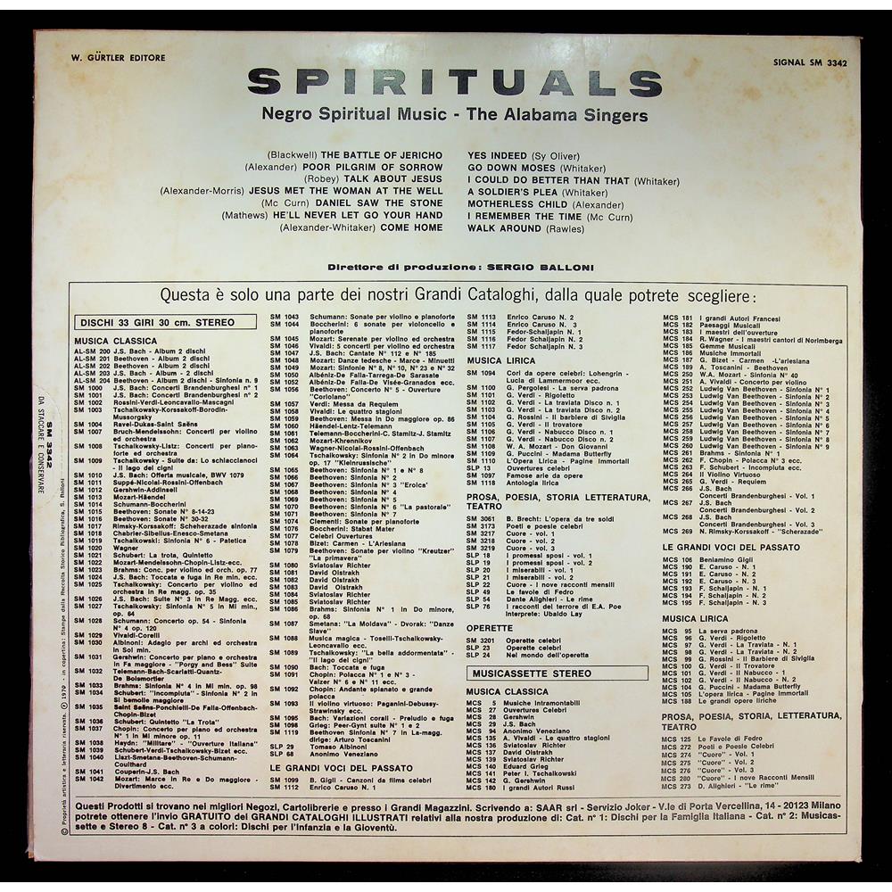 EBOND The Alabama Singers - Spirituals: Negro Spiritual Music Vinile V053010