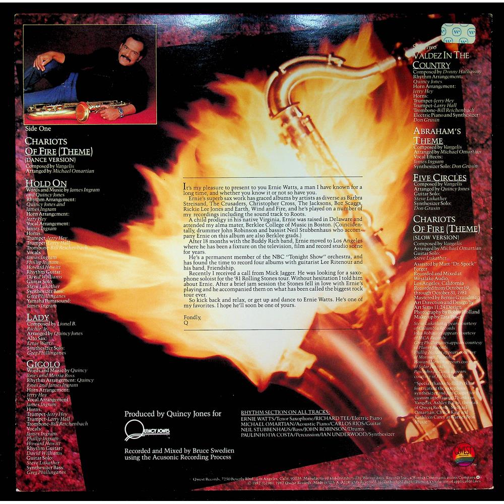 EBOND Ernie Watts - Chariots Of Fire Vinile V055140