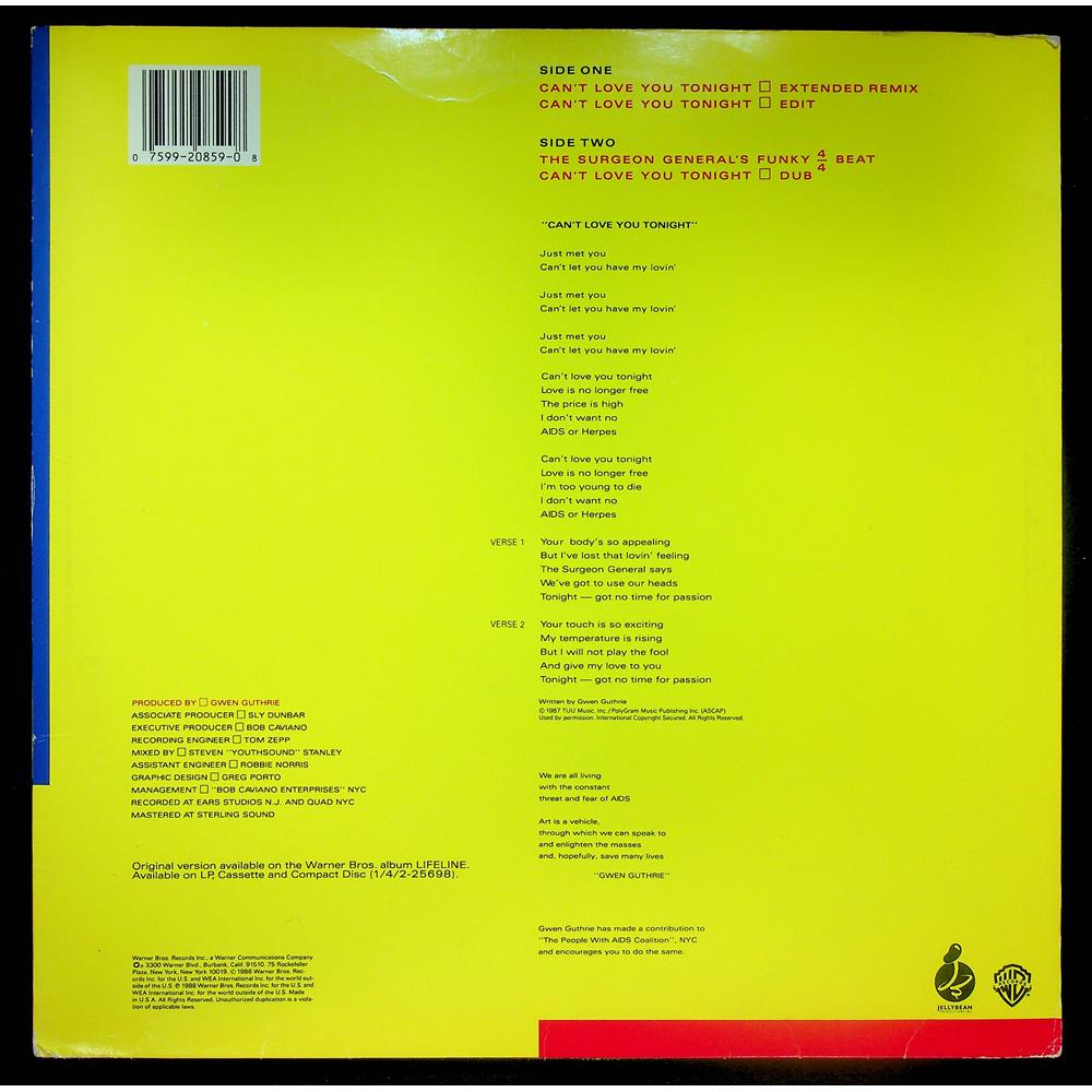 EBOND Gwen Guthrie - Can't Love You Tonight Vinile V056053