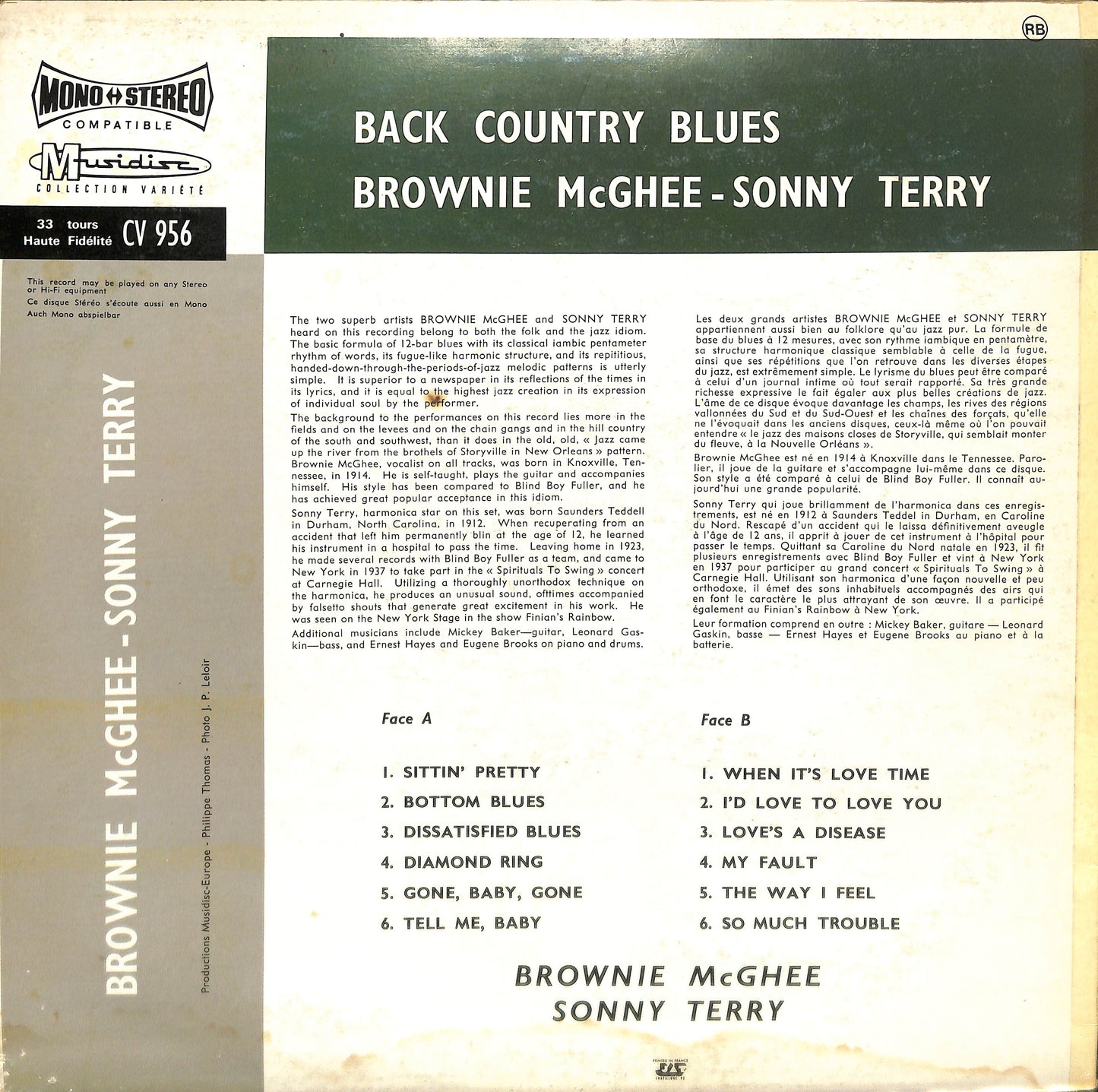 EBOND Brownie McGhee Et Sonny Terry * - Back Country Blues Vinile V064047