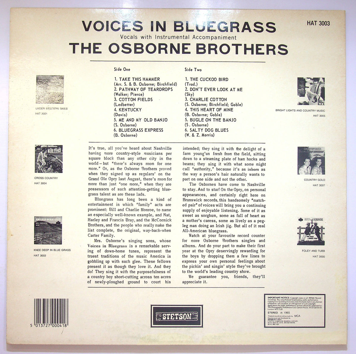 EBOND The Osborne Brothers - Voices In Bluegrass Vinile V064113