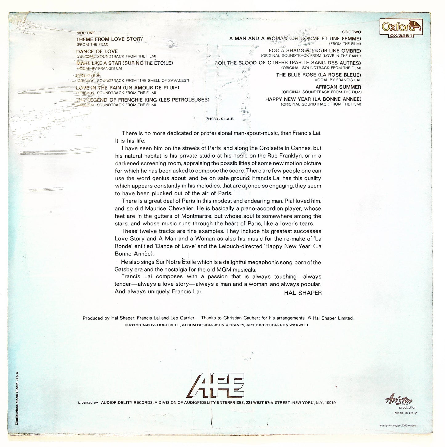 EBOND Francis Lai - Love In The Air Vinile V065006