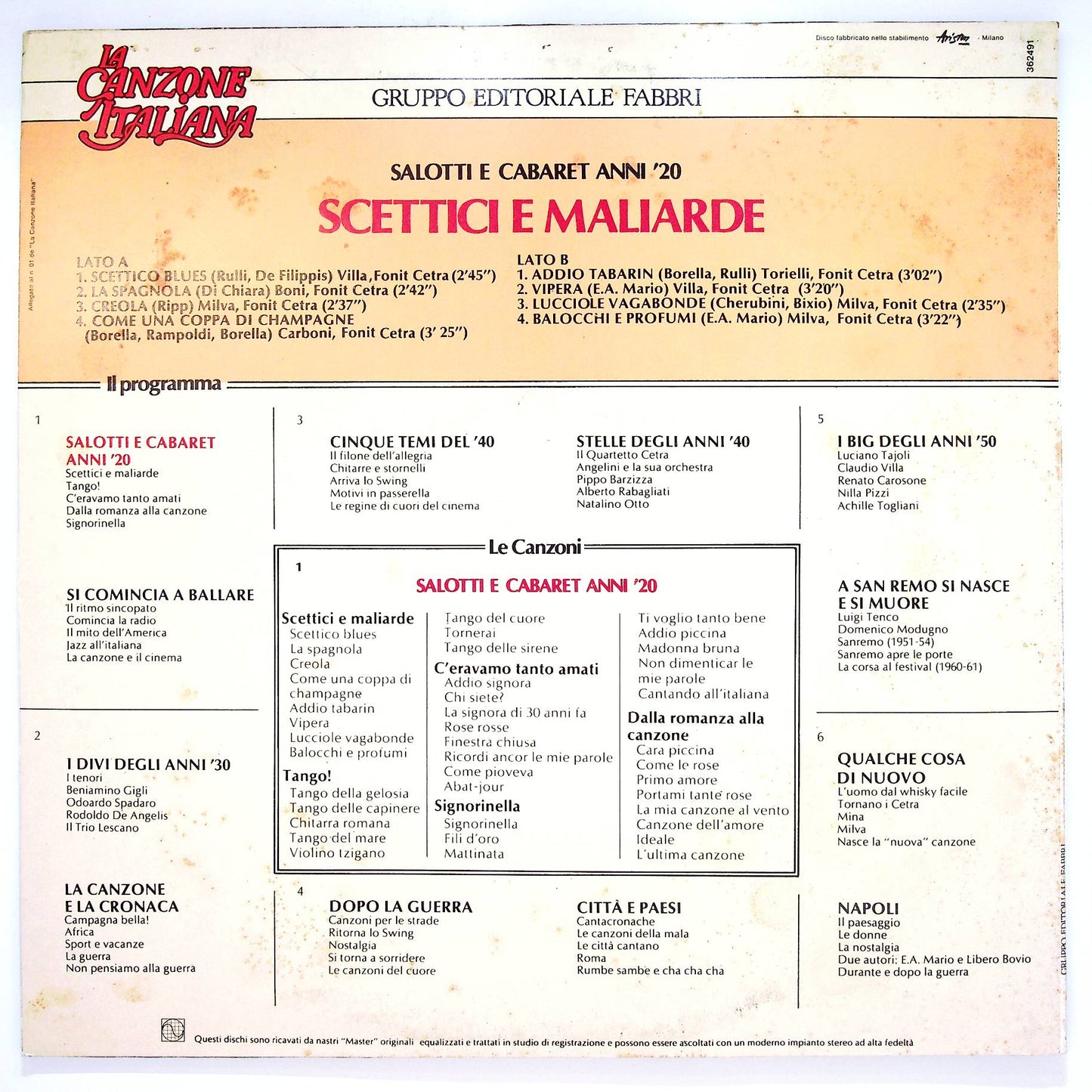 EBOND La Canzone Italian - Scettici e Maliarde Vinile V065076