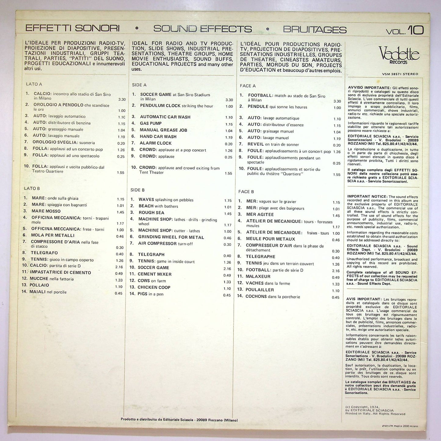 EBOND No Artist - Sounds Effects 10 - Effetti Sonori Vol. 10 Vinile V066068