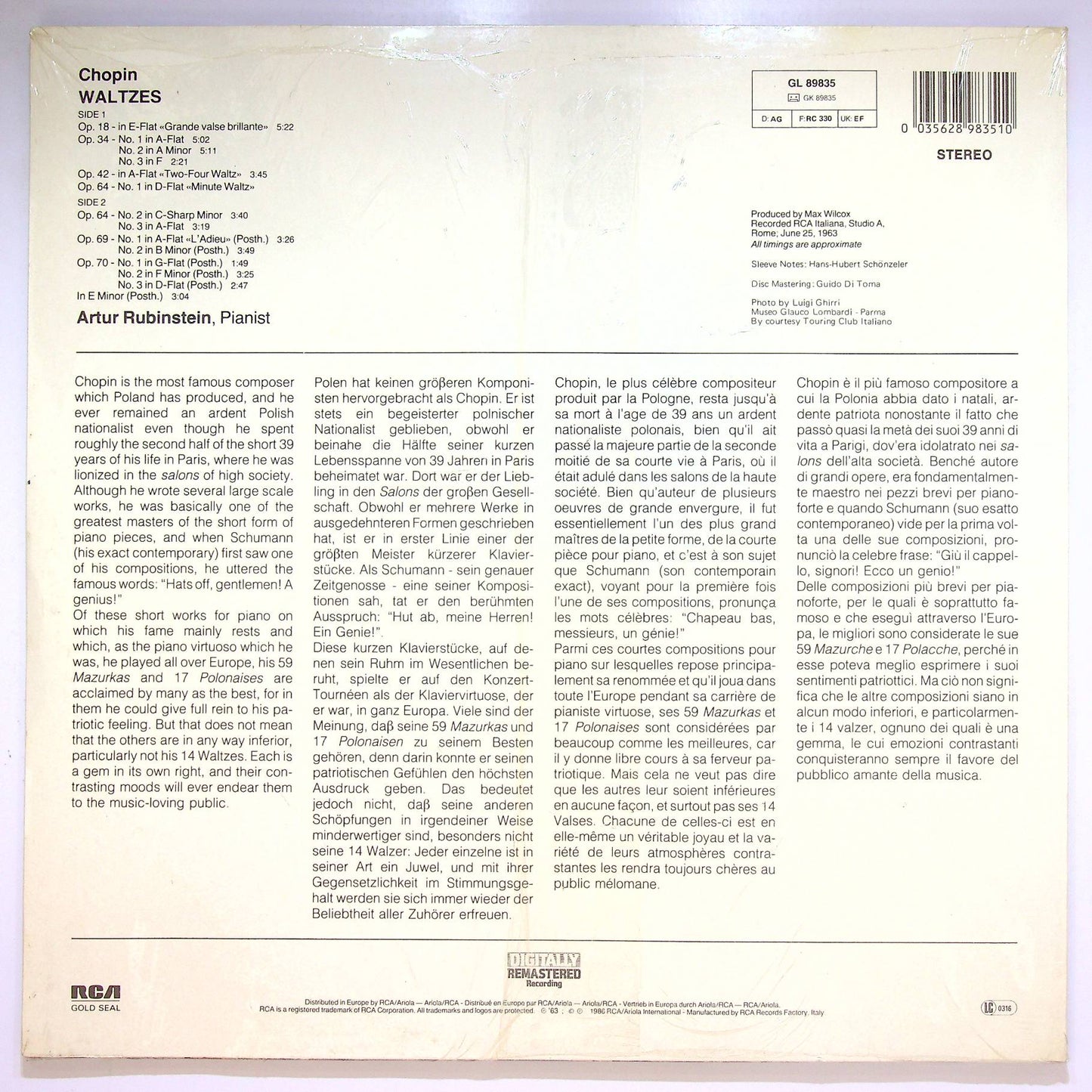 EBOND Artur Rubinstein - Chopin Waltzes Vinile V066078