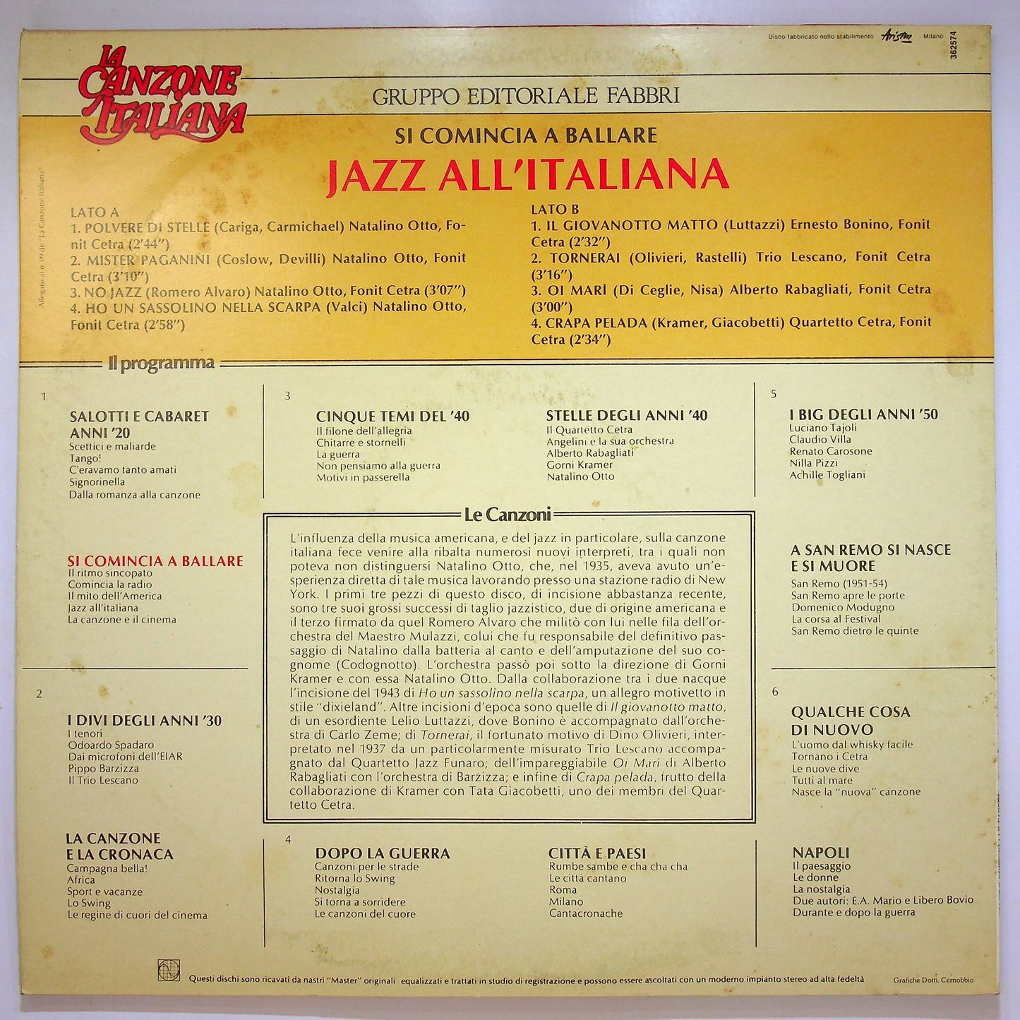 EBOND Various - Jazz All'Italiana Vinile V067085