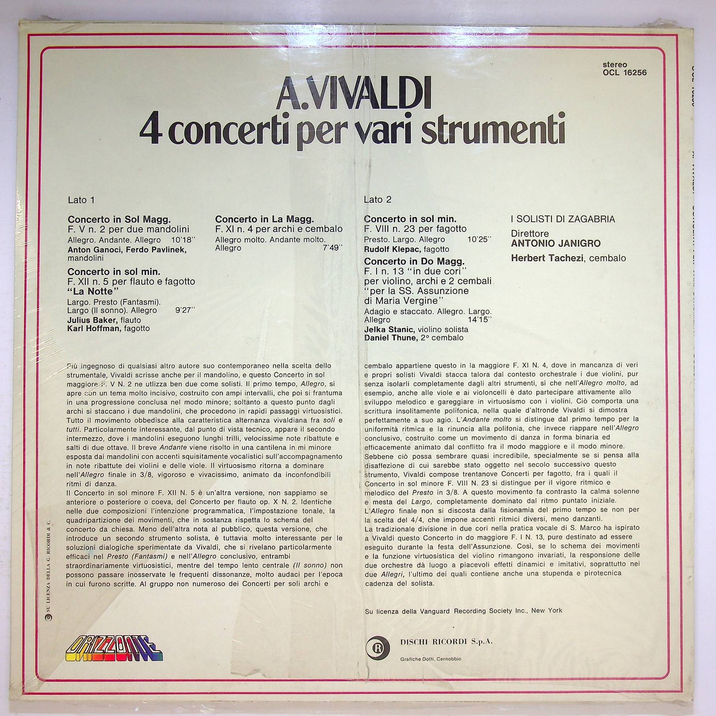 EBOND A. Vivaldi - 4 Concerti Per Vari Strumenti Vinile V068013
