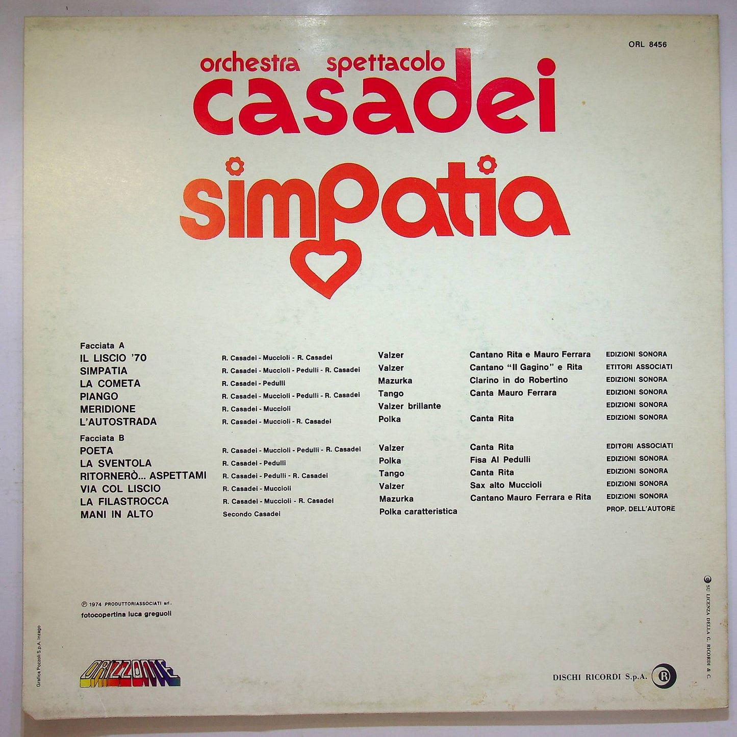 EBOND Orchestra Spettacolo Casadei* - Simpatia Vinile V068070