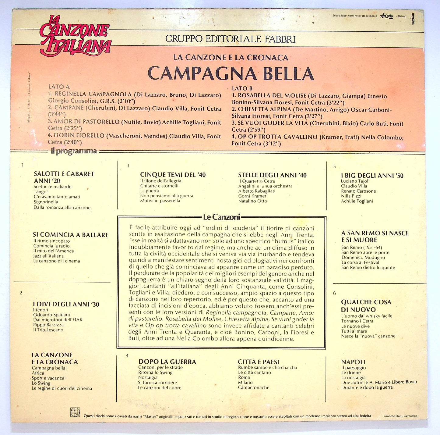 EBOND Various - Campagna Bella Vinile V069002