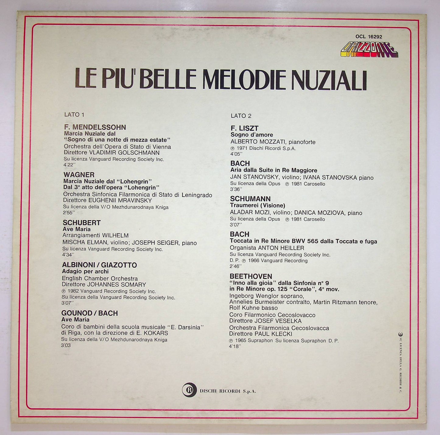 EBOND Various - Le Piu Belle Melodie Nuziali Vinile V069015