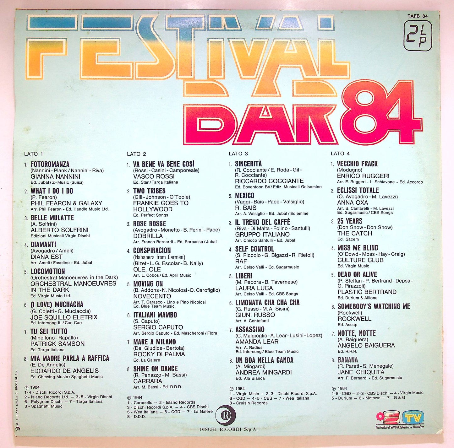 EBOND Various - Festivalbar 84 Vinile V069078