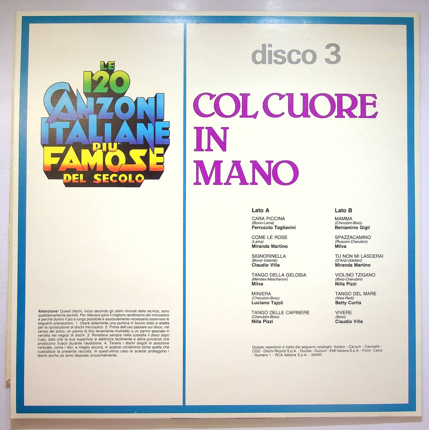 EBOND Le 120 Canzoni Italiane Piu Famose Del Secolo - Disco 3 Vinile V070008