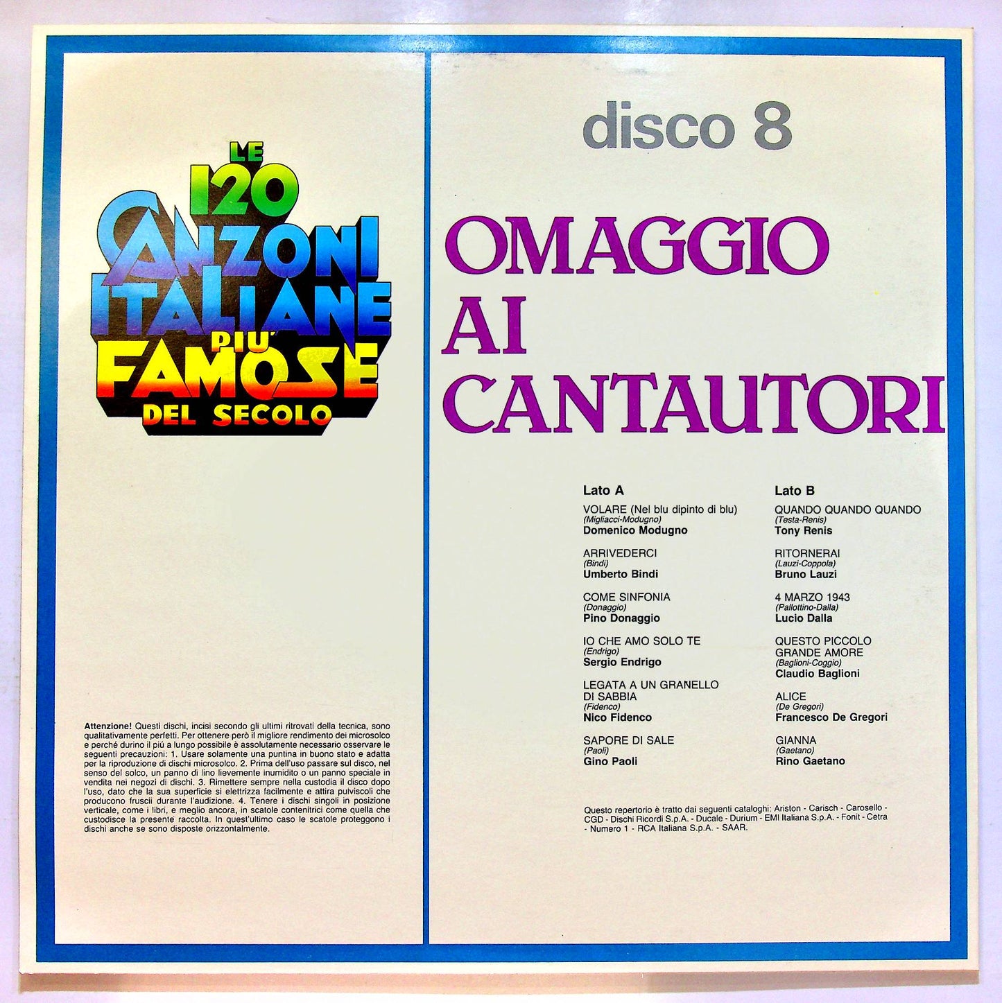 EBOND Le 120 Canzoni Italiane Piu Famose Del Secolo - Disco 8 Vinile V070013