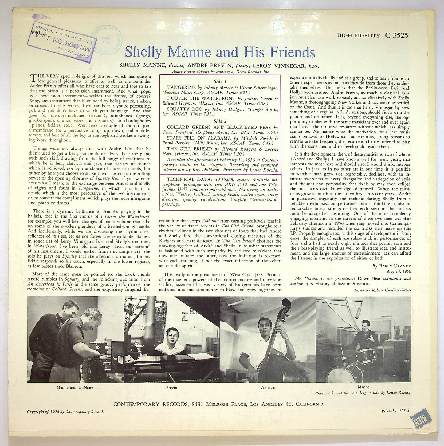 EBOND Shelly Manne & His Friends Vol. 1 (Deep groove) Vinile V071006