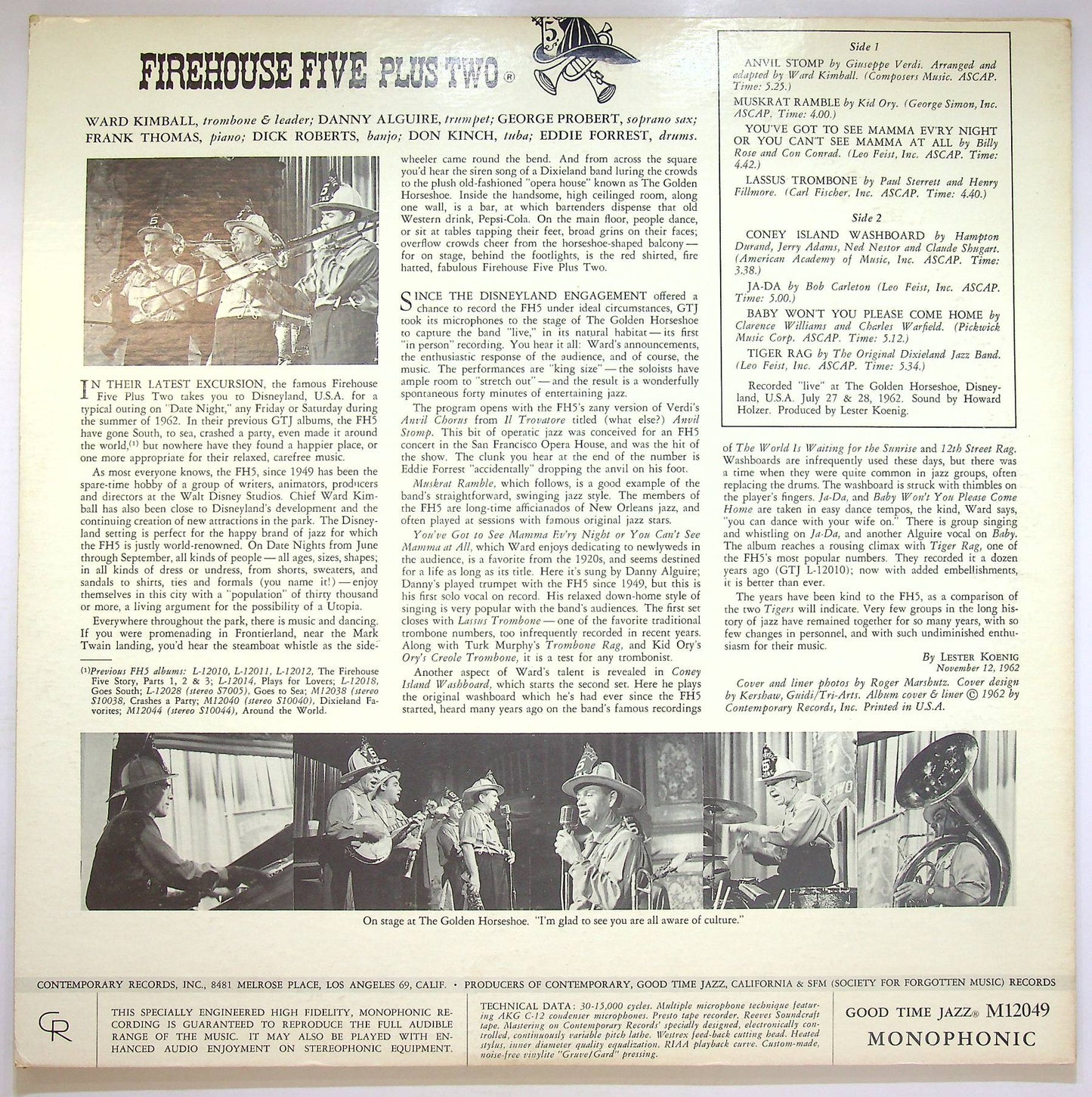 EBOND Firehouse Five Plus Two - At Disneyland Vinile V071038