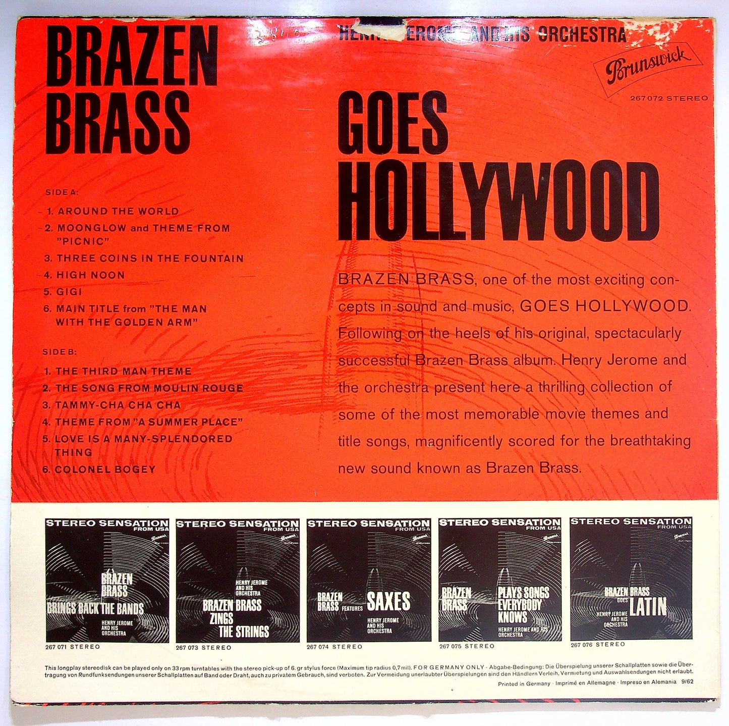 EBOND Henry Jerome - Brazen Brass Goes Hollywood Vinile V071108