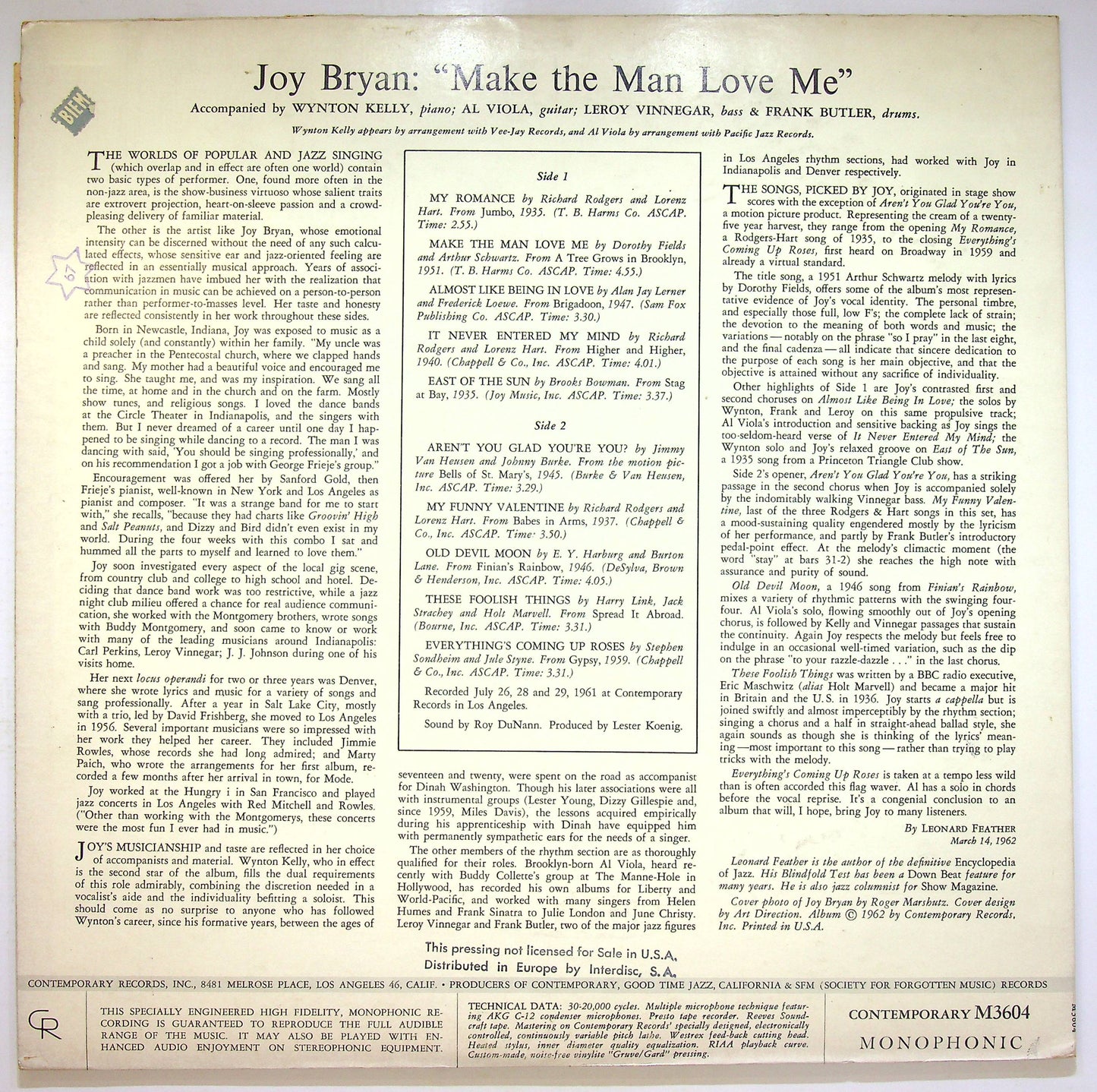 EBOND Joy Bryan - Make The Man Love Me Vinile V071114