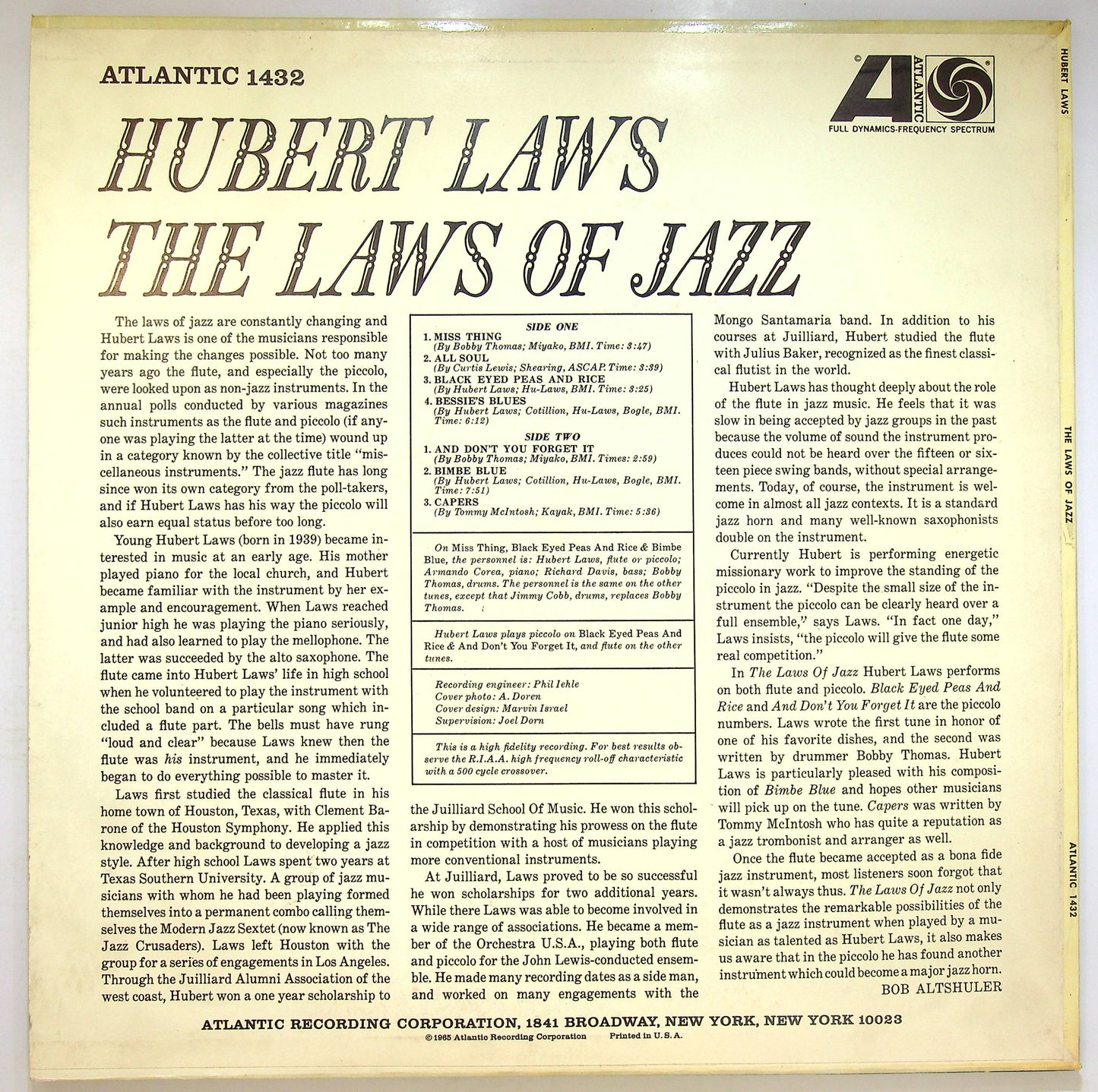EBOND Hubert Laws - The Laws Of Jazz Vinile V071137