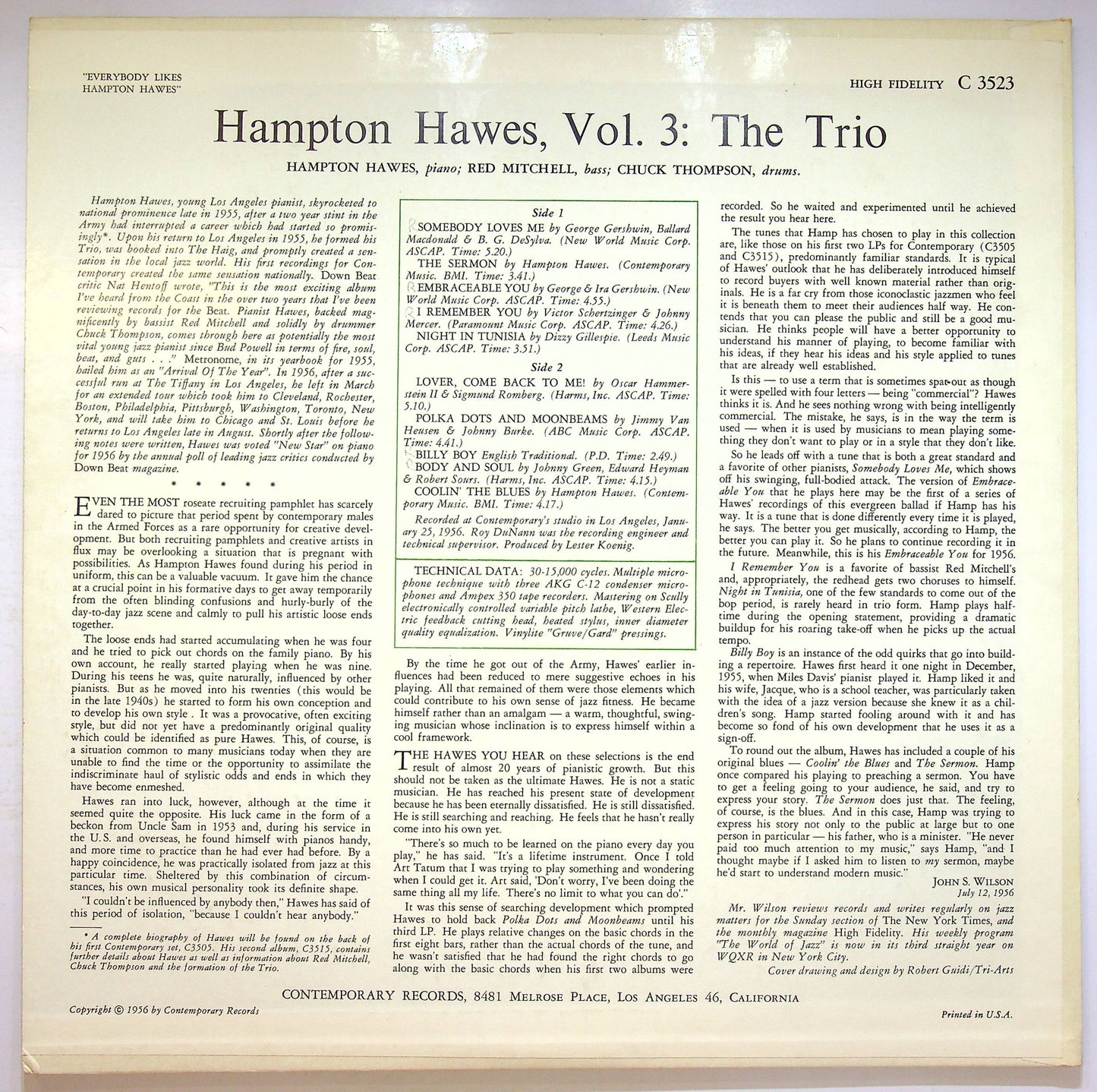 EBOND Everybody Likes Hampton Hawes, Vol. 3: The Trio Vinile V072000