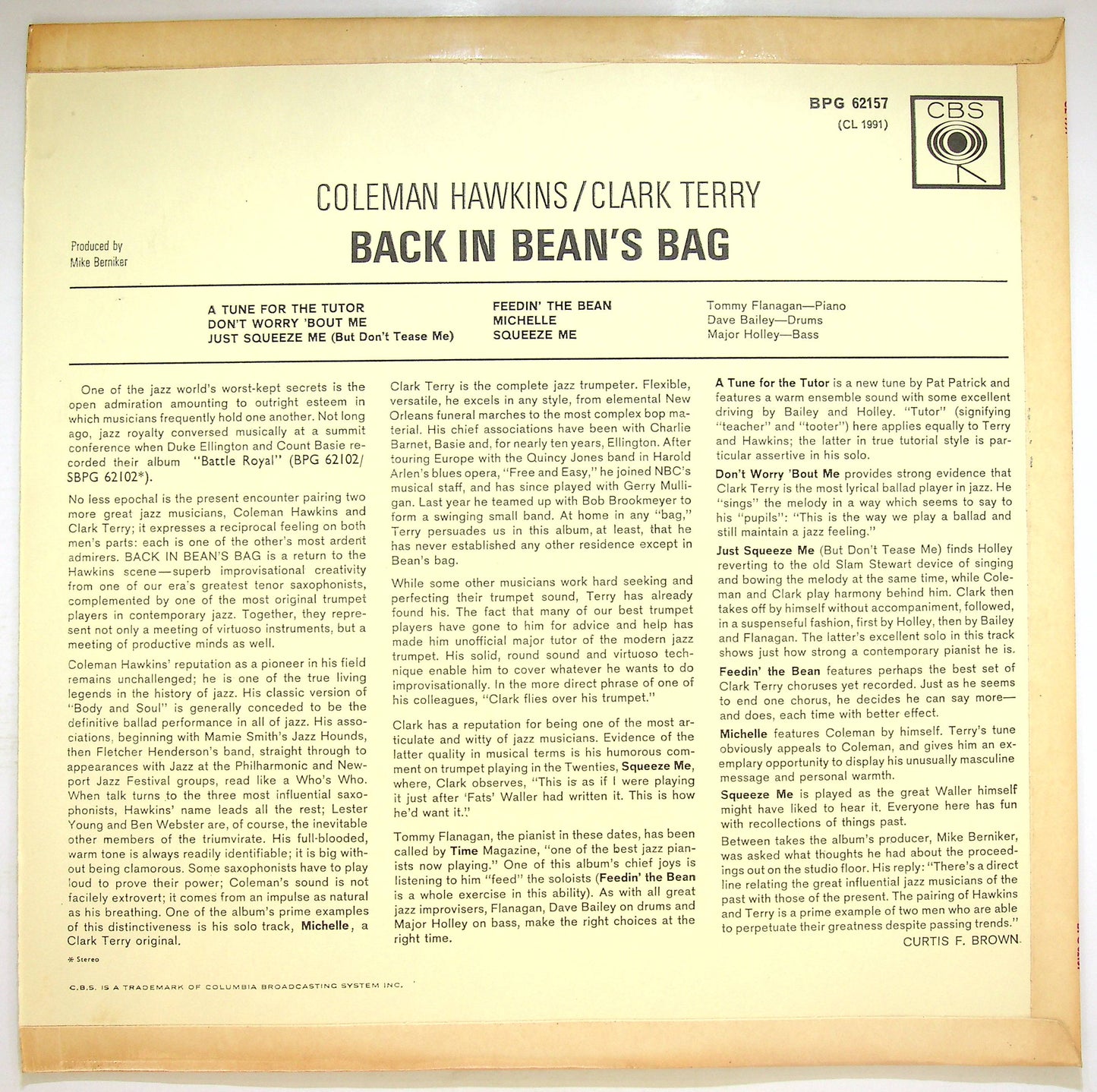 EBOND Coleman Hawkins - Clark Terry - Back In Bean's Bag Vinile V072005
