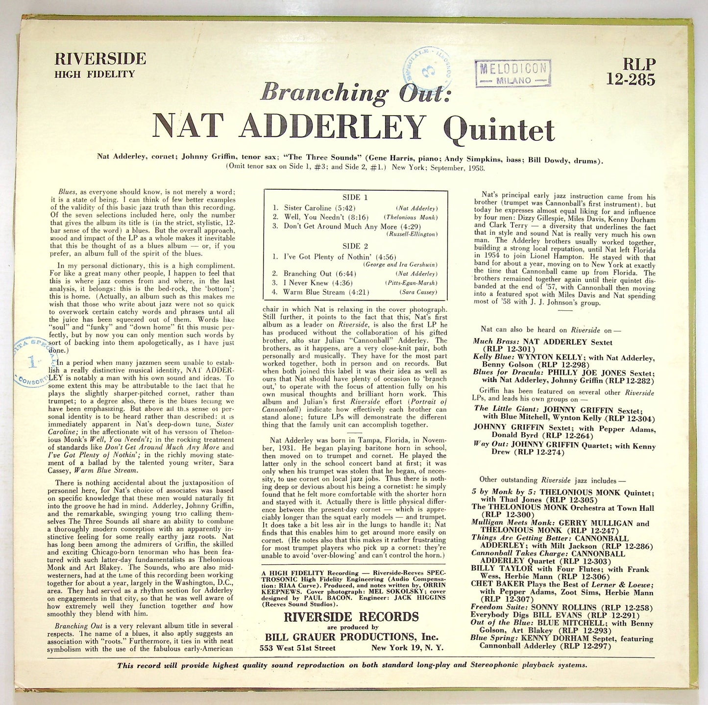 EBOND Nat Adderley - Branching Out Vinile V072009