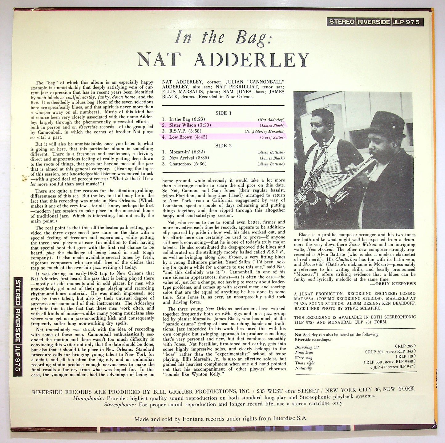 EBOND Nat Adderley Sextet - In The Bag Vinile V072013