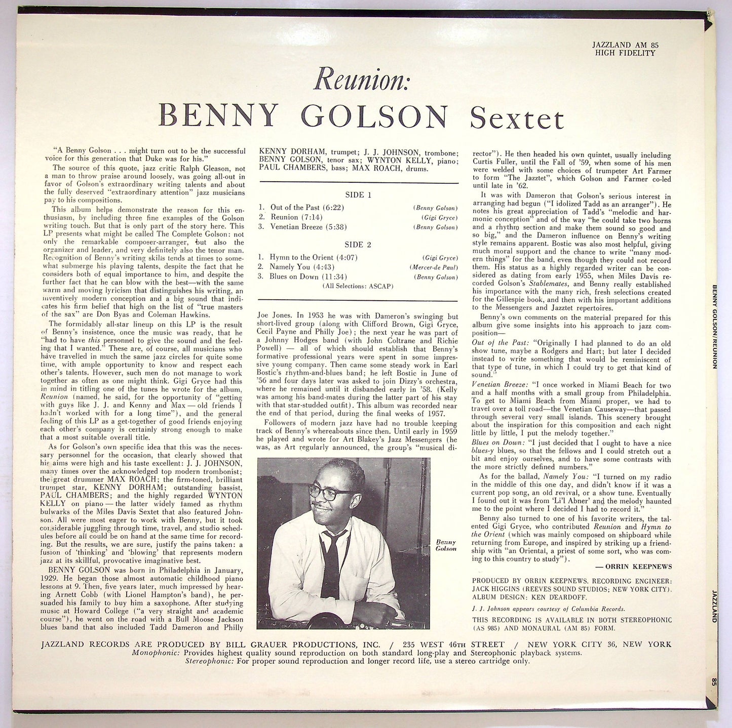 EBOND Benny Golson J.J. Johnson Wynton Kelly Max Roach - Reunion Vinile V072025