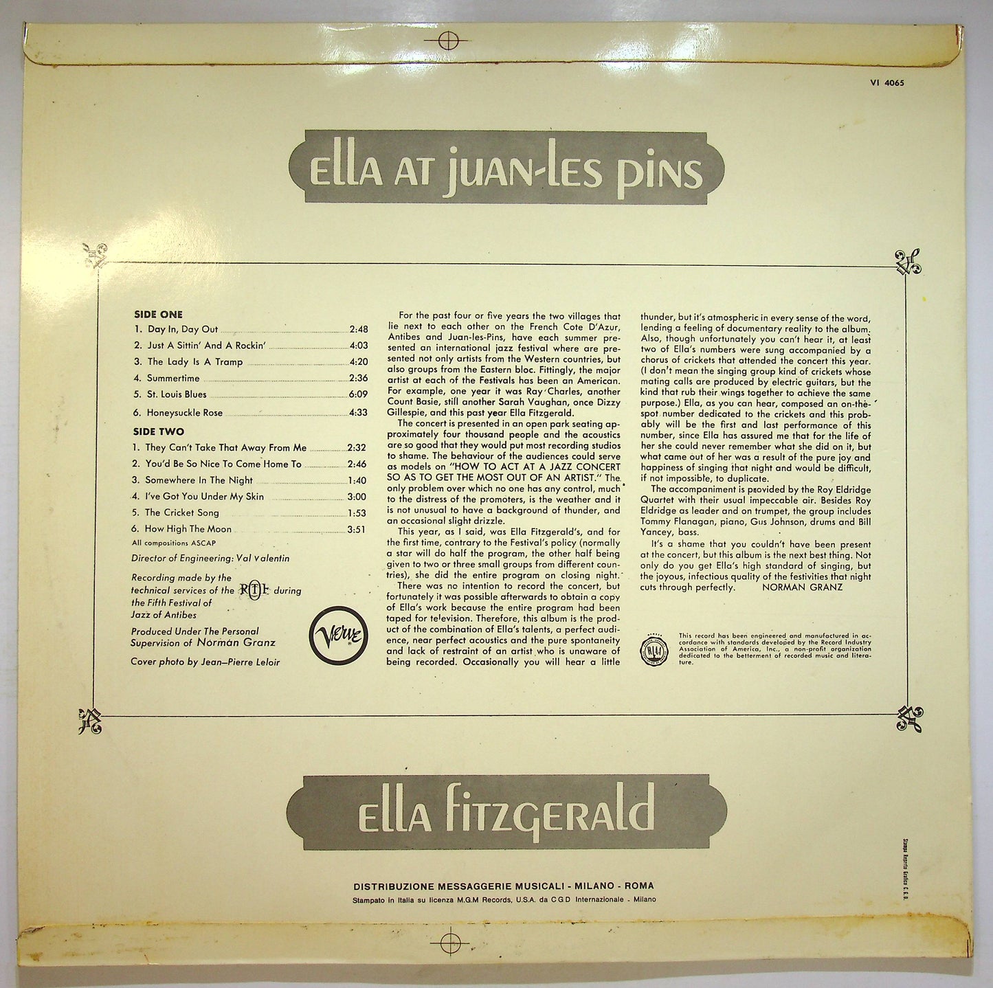 EBOND Ella Fitzgerald - Ella At Juan-Les-Pins Vinile V072036