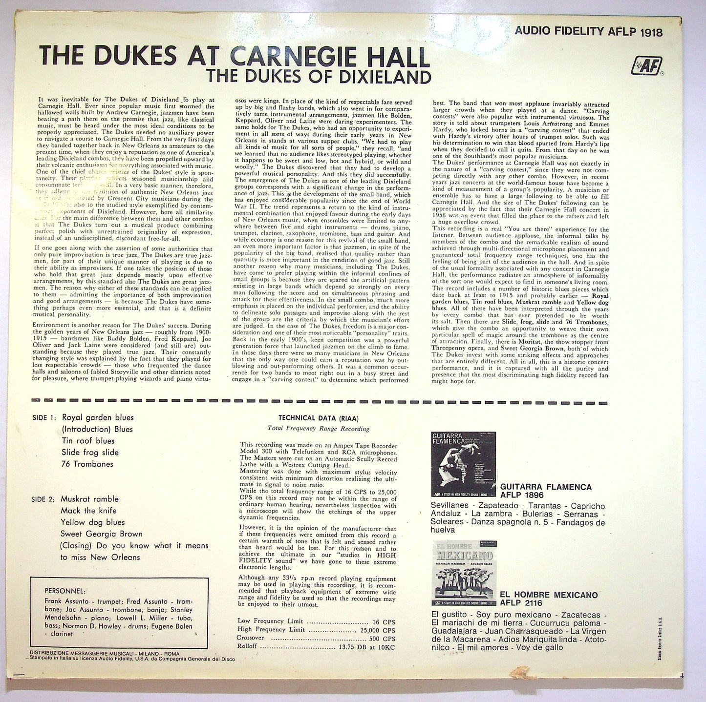 EBOND The Dukes Of Dixieland - The Dukes At Carnegie Hall Vinile V072052