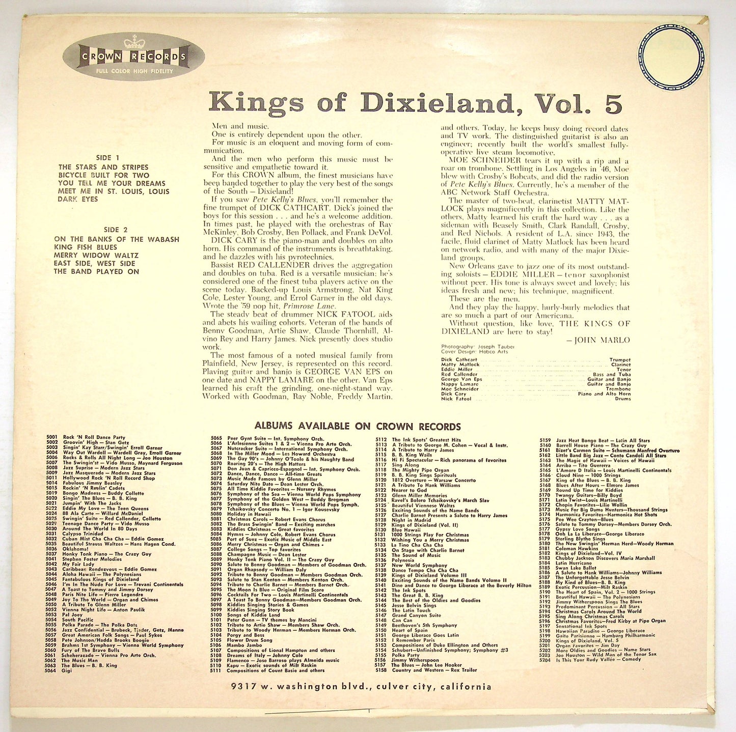 EBOND Kings Of Dixieland - Volume 5 Vinile V072063