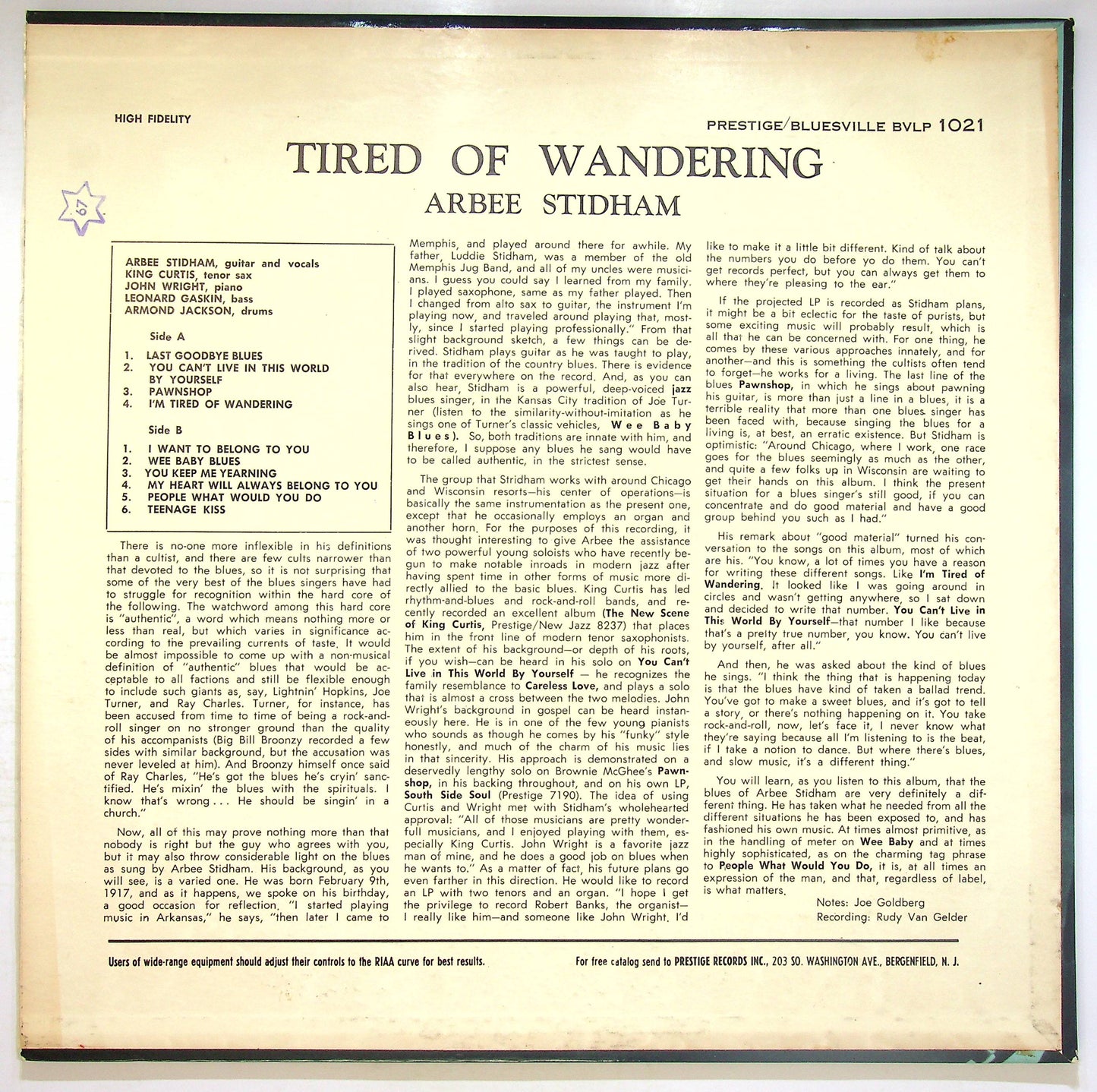 EBOND Tired Of Wandering - The Blues Of Arbee Stidham Vinile V072073