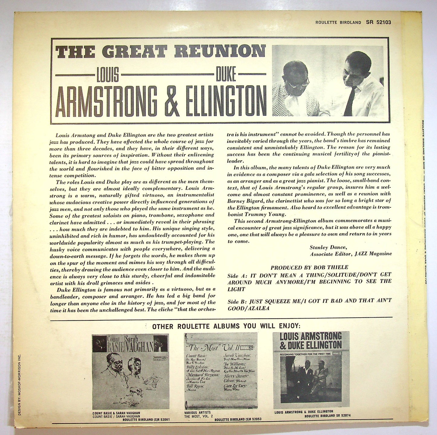 EBOND The Great Reunion Of Louis Armstrong And Duke Ellington Vinile V072086