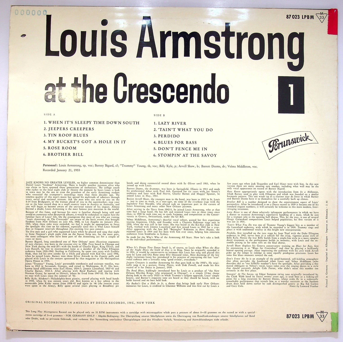 EBOND Louis Armstrong - Louis Armstrong At The Crescendo 1 Vinile V072103