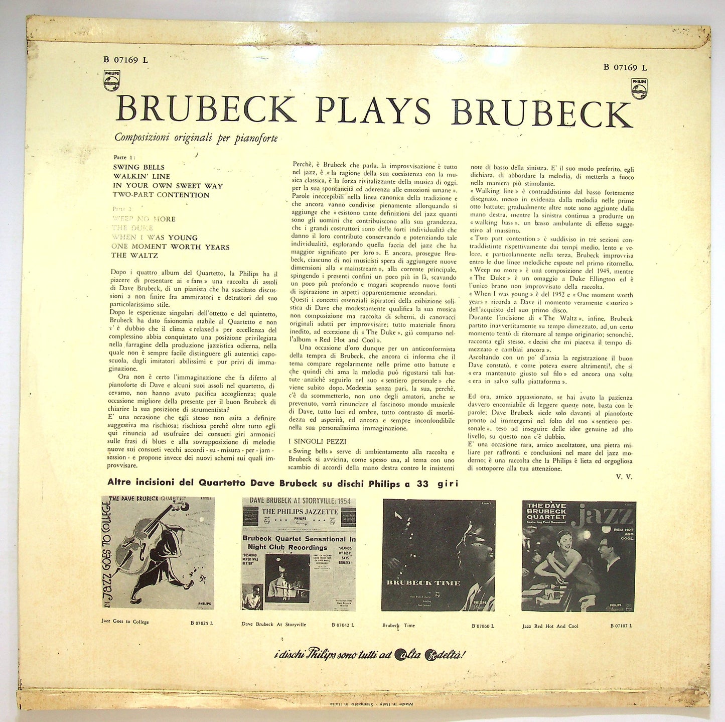 EBOND Dave Brubeck - Brubeck Plays Brubeck Vinile V072109