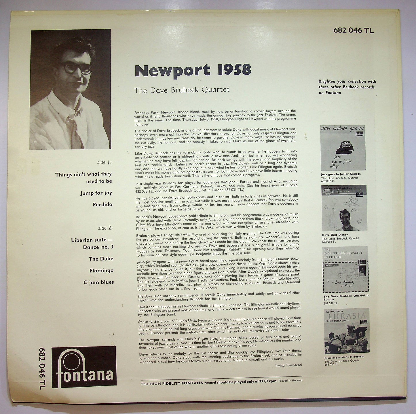 EBOND The Dave Brubeck Quartet - Newport 1958 Vinile V072113