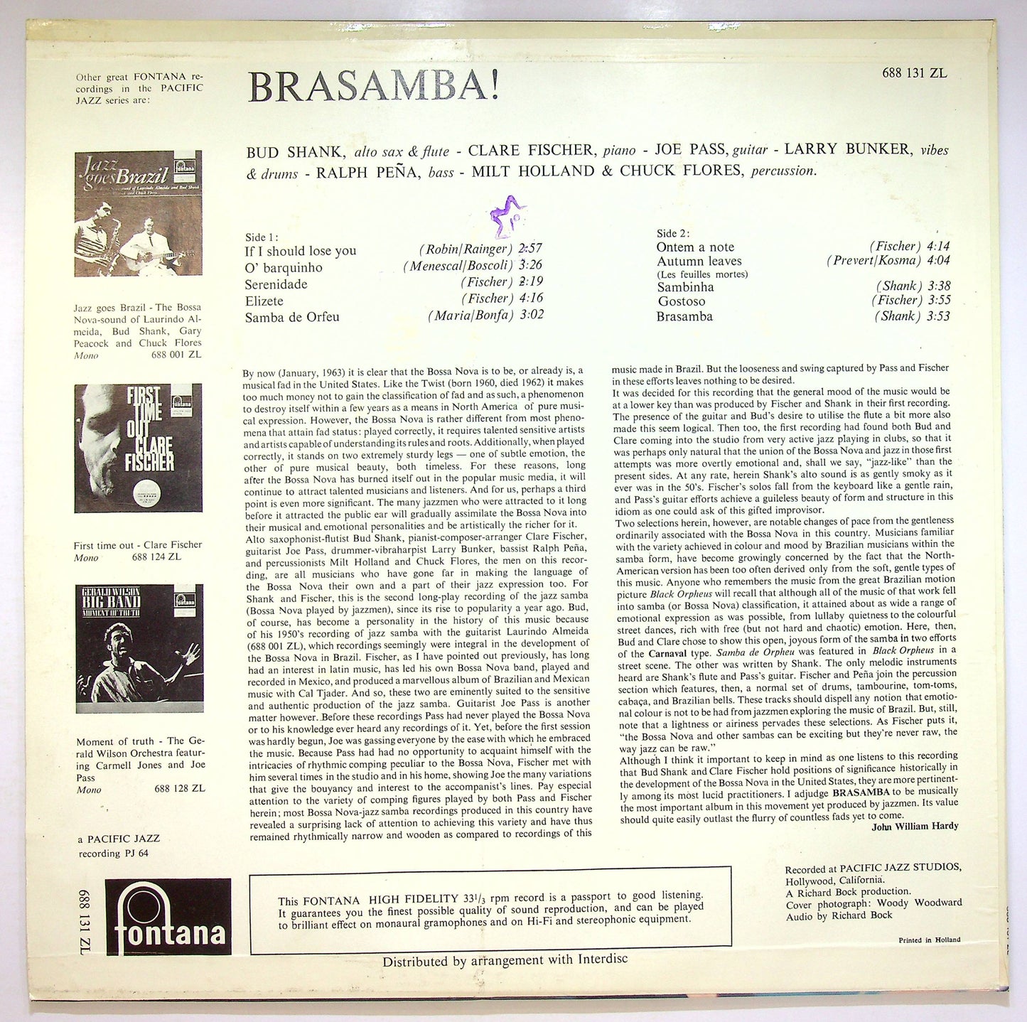 EBOND Bud Shank / Clare Fischer / Joe Pass - Brasamba! Vinile V072130