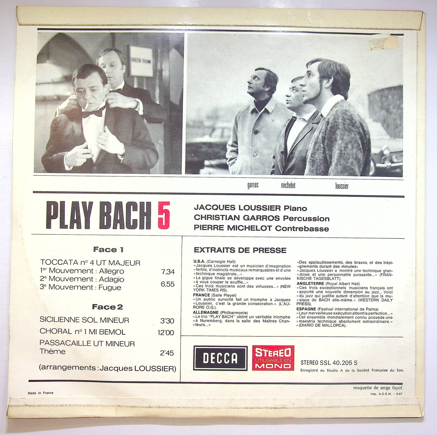 EBOND Jacques Loussier Trio - Play Bach 5 Vinile V072146