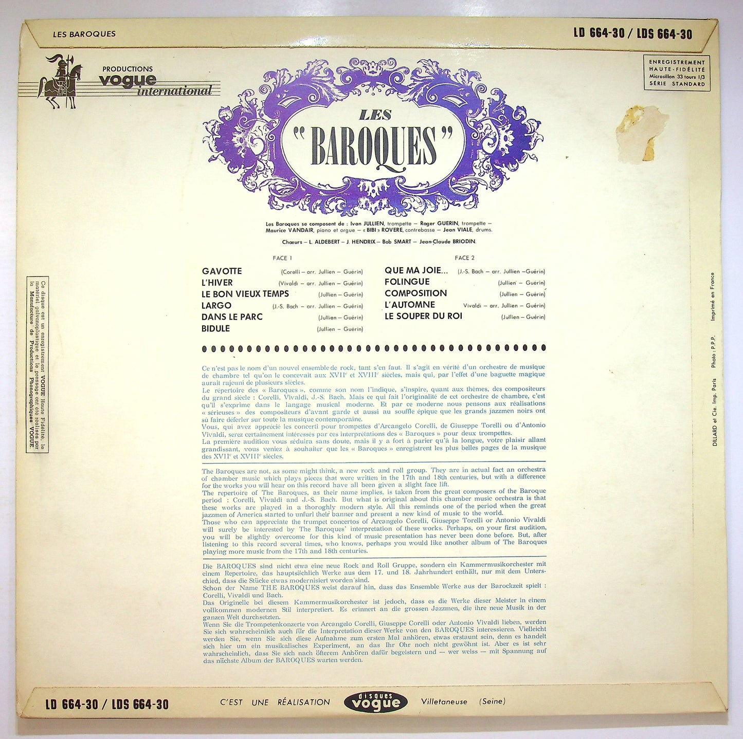EBOND Les Baroques - Les Baroques - Bach, Corelli, Vivaldi Vinile V073003