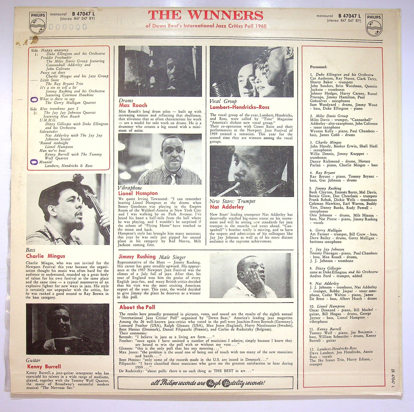 EBOND The Winners Of Down Beat's International Critics Poll 1960 Vinile V073029