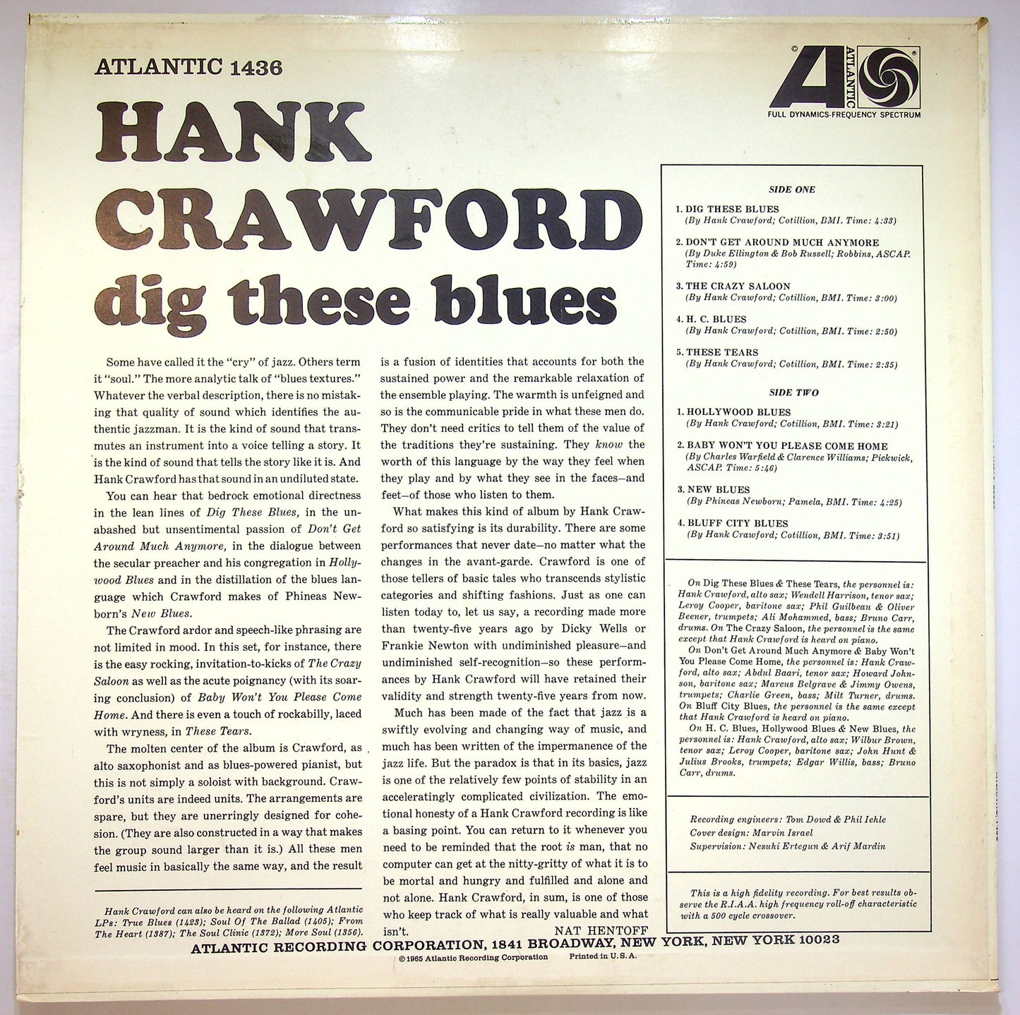 EBOND Hank Crawford - Dig These Blues Vinile V073091