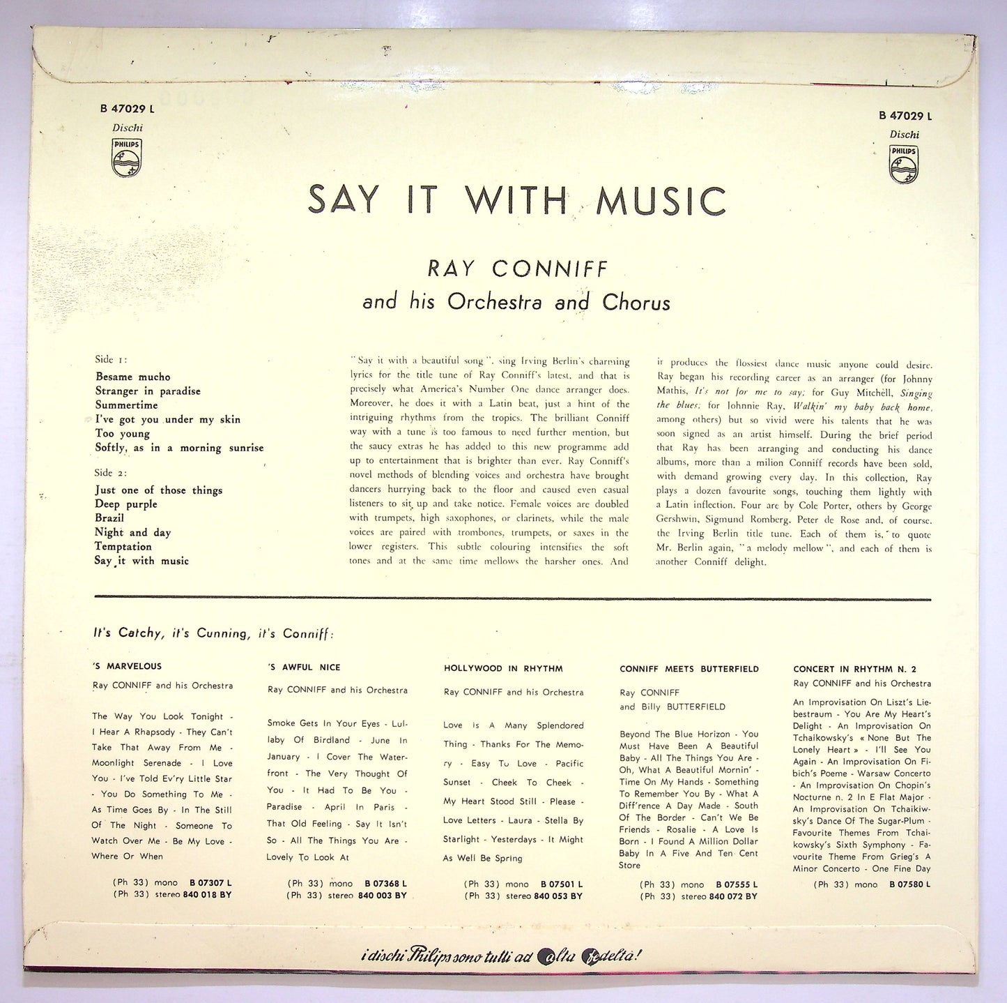 EBOND Ray Conniff, His Orchestra And Chorus - Say It With Music Vinile V073096