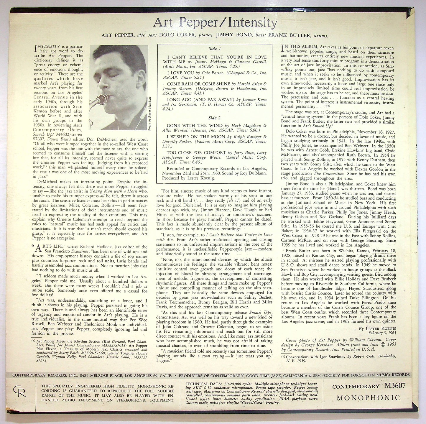 EBOND Art Pepper - Intensity Vinile V073109