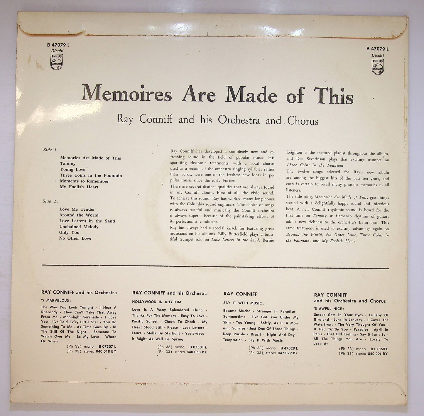 EBOND Orchester Ray Conniff Und Chor - Memories Are Made Of This Vinile V073119