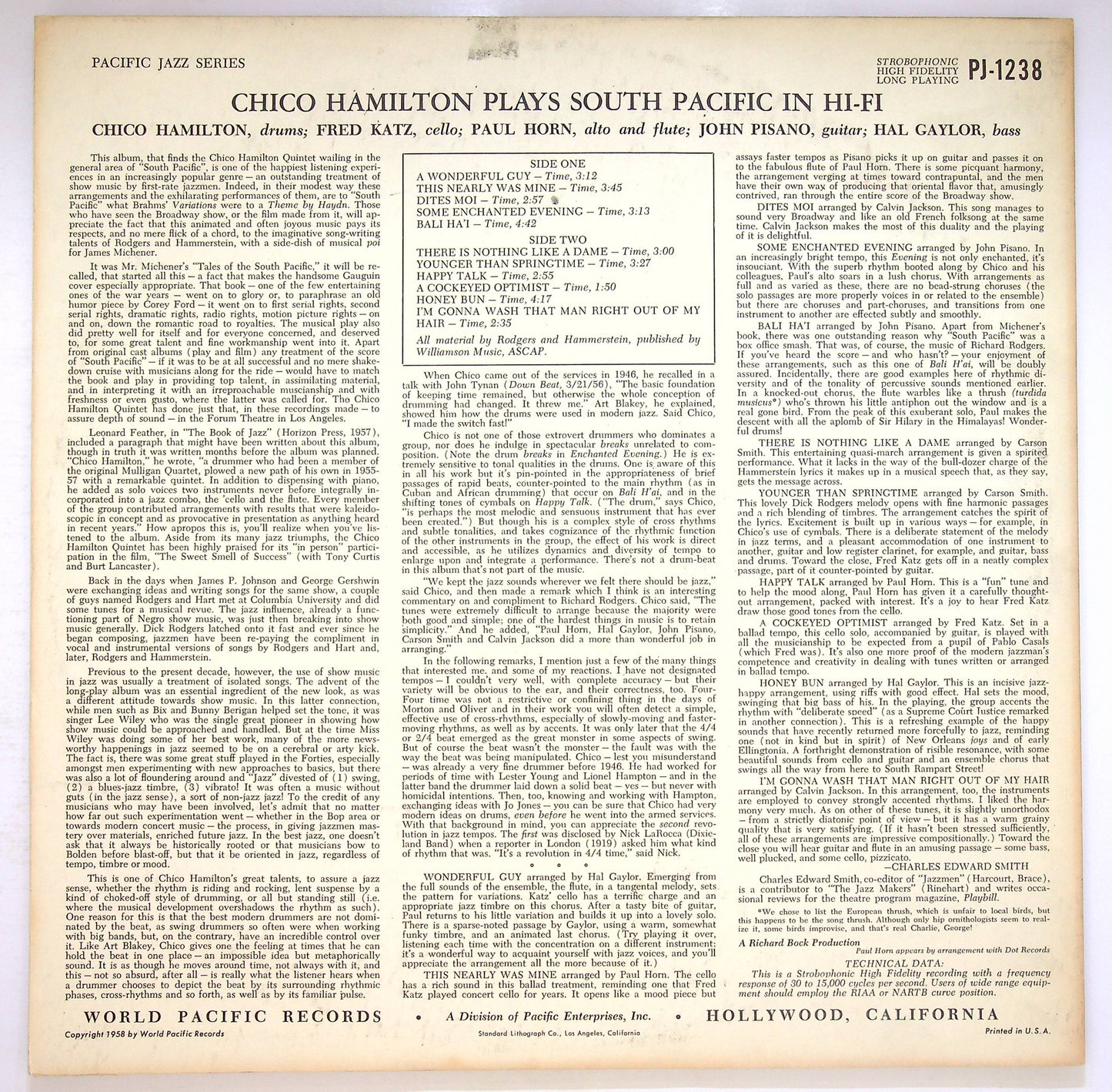 EBOND Chico Hamilton Quintet - South Pacific In Hi-Fi Vinile V073141