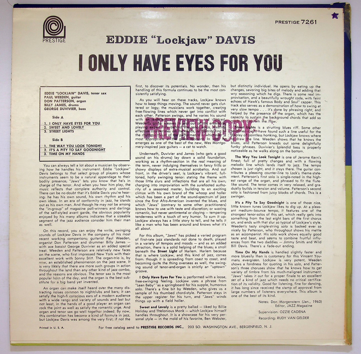 EBOND Eddie Lockjaw Davis - I Only Have Eyes For You Vinile V074005